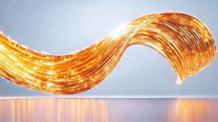 Wall Mural - Flowing golden strands of light create a dynamic visual effect against a soft background