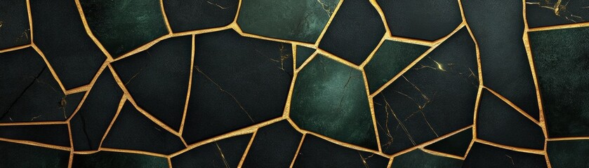 Poster - Black wall with a geometric pattern of gold lines creating a modern artistic background for photos