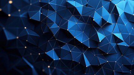 Poster - Blue background filled with small triangles creating an abstract geometric pattern and photo composition