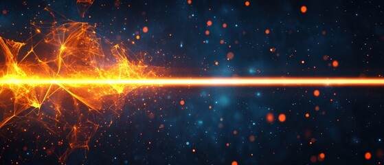 Poster - Bright orange and yellow explosion with sparks and smoke against a dark background