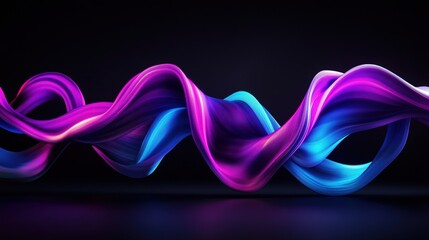 Poster - Purple and blue wave pattern on black background abstract design for background or wallpaper use