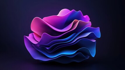 Poster - Abstract 3d rose flower design on dark background with soft lighting and textures