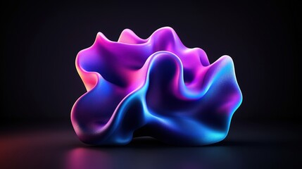 Poster - Colorful abstract art piece displayed on a solid black background with soft shadows and highlights