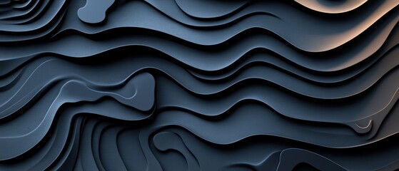 Fototapete - 3d abstract wallpaper featuring dynamic waves against a blue background with a modern design