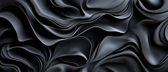 Poster - Black abstract background featuring smooth curves and a soft gradient pattern for creative design projects