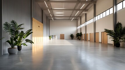 Poster - Futuristic Logistics Hub Equipped With Cutting Edge IoT Sensors and Blockchain and Minimalist Architectural Design Streamlining Supply Chain