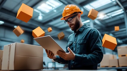 Poster - Futuristic Logistics Professionals Harnessing Blockchain Technology to Enhance Supply Chain Transparency and Traceability  Team of Workers Collaborating on Digital Screens and Devices in a Modern