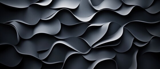Fototapete - Abstract black background with wavy lines creating a smooth modern design and texture for visual content