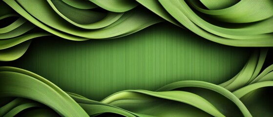 Poster - Green abstract background featuring wavy lines and subtle gradient for design and art projects