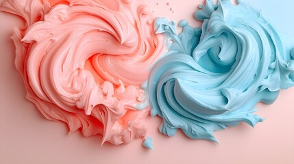 Poster - gentle and ethereal marble like swirls in soft pastel pink and blue tones create a dreamy airy and v
