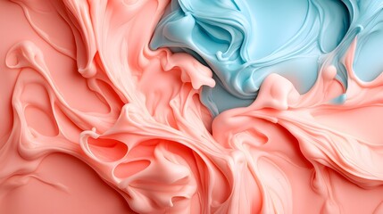 Poster - Gentle marble swirls in a harmonious blend of soft pink and blue hues creating a light and airy feeling with a visually captivating and dreamlike aesthetic