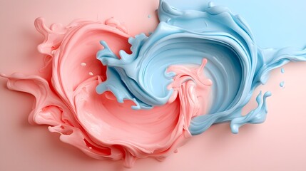 Poster - Gentle marble swirls in soft pastel shades of pink and blue creating an airy light and ethereal background with a contemporary modern and serene feel  The fluid dynamic movement and lustrous