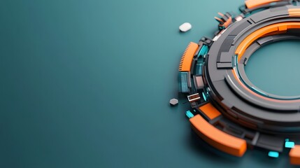Poster - Glowing High Tech Futuristic HUD Interface with Sleek Holographic Edges and Clean Dark Center Space for Text Insertion  Innovative Digital Abstract Background