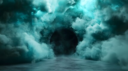 Poster - Glowing Interdimensional Portals Emitting Mysterious Cosmic Energy in an Ethereal Otherworldly Atmosphere  Surreal sci fi vortex with swirling luminous beams of light dark fantasy digital art