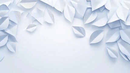 Poster - a serene arrangement of white paper leaves scattered on a light background, evoking calmness
