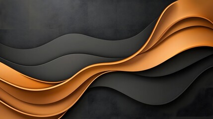 Poster - Golden metallic waves flowing from both sides creating a dynamic and elegant minimalist design with a clean dark middle space rendered in a premium high end and futuristic style
