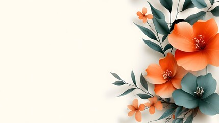 Poster - Graceful romantic watercolor floral arrangement featuring delicate pastel roses and wildflowers elegantly framing a soft white central space perfect for messages or text