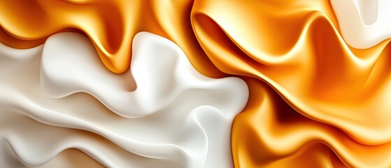 Poster - White and orange background with wavy pattern and photo design elements for creative projects