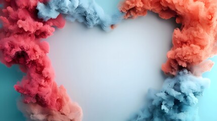 Poster - Holographic iridescent love shapes elegantly framing the edges of a soft empty and glowing futuristic space creating a captivating and ethereal digital art composition