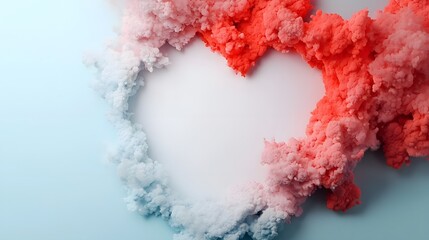 Poster - Holographic Iridescent Love Shapes Framing Futuristic Glow and Soft White Empty Center   Abstract Romantic Modern Digital Design Wallpaper Background