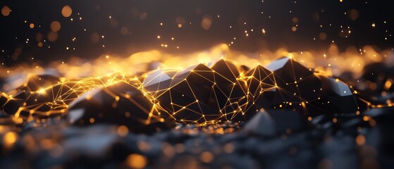 Poster - Abstract background with glowing particles and light effects for digital design and creative projects