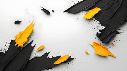Poster - ink brush strokes in a Japanese sumi e aesthetic forming elegant and dynamic frames around a blank textured center  A minimalist modern and abstract composition with a clean