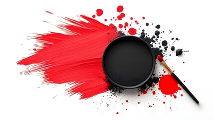 Poster - ink brush strokes in a Japanese sumi e aesthetic forming elegant minimalist frames with a blank textured center  This digital showcases a modern dynamic