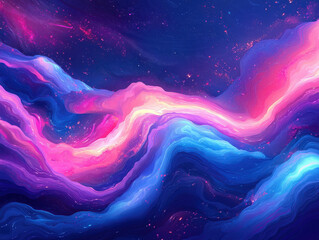 Aufkleber - vibrant and colorful abstract background featuring swirling waves of pink, blue, and purple hues, creating dreamy cosmic atmosphere