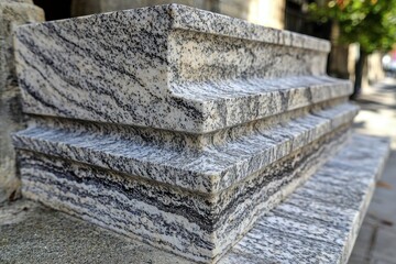 Poster - a detailed close-up captures the intricate patterns and textures of stone steps, showcasing the natu