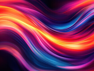 Poster - Vibrant and colorful abstract background with flowing waves of light, showcasing blend of warm and cool colors that create dynamic and energetic atmosphere