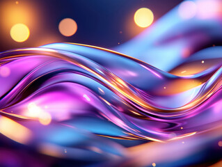 Fototapete - vibrant and colorful abstract design featuring flowing waves in shades of purple and blue, illuminated by soft glowing lights, creating dynamic and energetic atmosphere