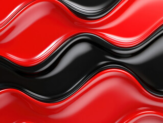 Aufkleber - Glossy red and black waves create dynamic and modern design, showcasing fluidity and movement. This abstract pattern evokes sense of energy and sophistication