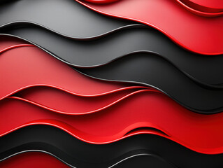 Aufkleber - Textured waves in red and black create dynamic visual effect, showcasing modern design elements. interplay of colors and shapes evokes sense of movement and depth