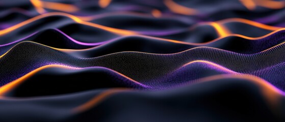 Poster - 3d mountain landscape with purple and orange patterns for modern digital backgrounds