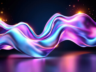 Fototapete - vibrant and colorful abstract wave design with glowing elements, showcasing fluid motion and dynamic light effects. This evokes sense of energy and creativity