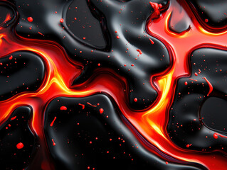 Aufkleber - Abstract background featuring vibrant red and black fluid textures, resembling molten lava. dynamic flow creates energetic and captivating visual experience