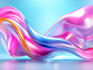 Aufkleber - Vibrant flowing fabric in shades of pink, blue, and orange creates dynamic and artistic background. smooth texture and glossy finish enhance visual appeal