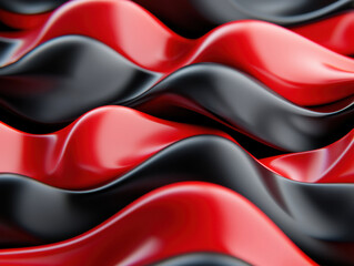 Aufkleber - Dynamic waves of red and black create striking visual pattern, showcasing smooth, glossy surfaces that evoke sense of movement and depth