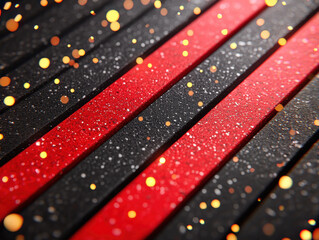Aufkleber - Close up of textured black and red surface with sparkling particles, creating dynamic and vibrant background. interplay of colors and light adds depth and interest