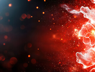 Fototapete - Abstract red and white background with glowing particles and smoke effects, creating vibrant and dynamic atmosphere