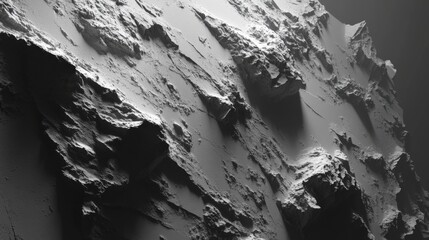 Poster - Abstract close-up of textured rock surface with dramatic lighting, showcasing shadows and depth