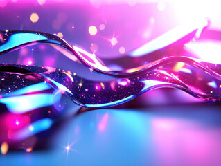 Aufkleber - Colorful abstract background with shimmering waves and sparkling lights. vibrant hues of pink, purple, and blue create dreamy atmosphere, perfect for artistic projects