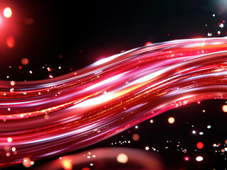 Fototapete - Vibrant abstract background with flowing red light trails and glowing particles, creating dynamic and energetic atmosphere