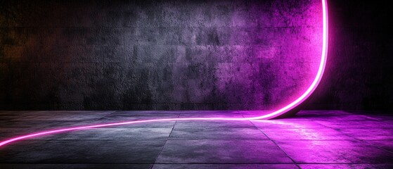 Poster - Purple light streaks illuminating a dark wall in an abstract photography setting