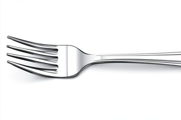 Poster - Stylized silver fork isolated on a white background, a simple vector illustration with smooth lines and sharp edges, no shadows or gradients, no text, highly detailed