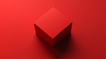 Aufkleber - Bold Red Geometric Shapes Create a Striking Visual Effect in an Abstract and Modern Setting With Various Layers and Shadows