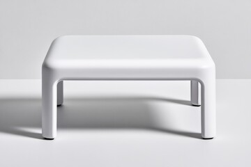 Poster - White, flat, rectangular table on a white background, front view. Simple and clean, high-resolution image with no shadows, hyper-realistic product photography