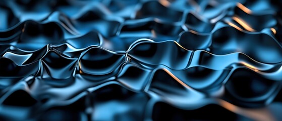 Fototapete - Blue abstract background with wavy lines and soft texture for design and art projects
