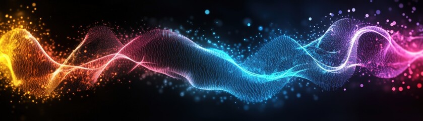 Fototapete - Abstract background with colorful lines and dots creating a vibrant and dynamic visual composition