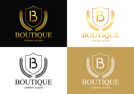 Elegant Laurel Wreath Logo Design with Classic Monogram and Vintage Frame